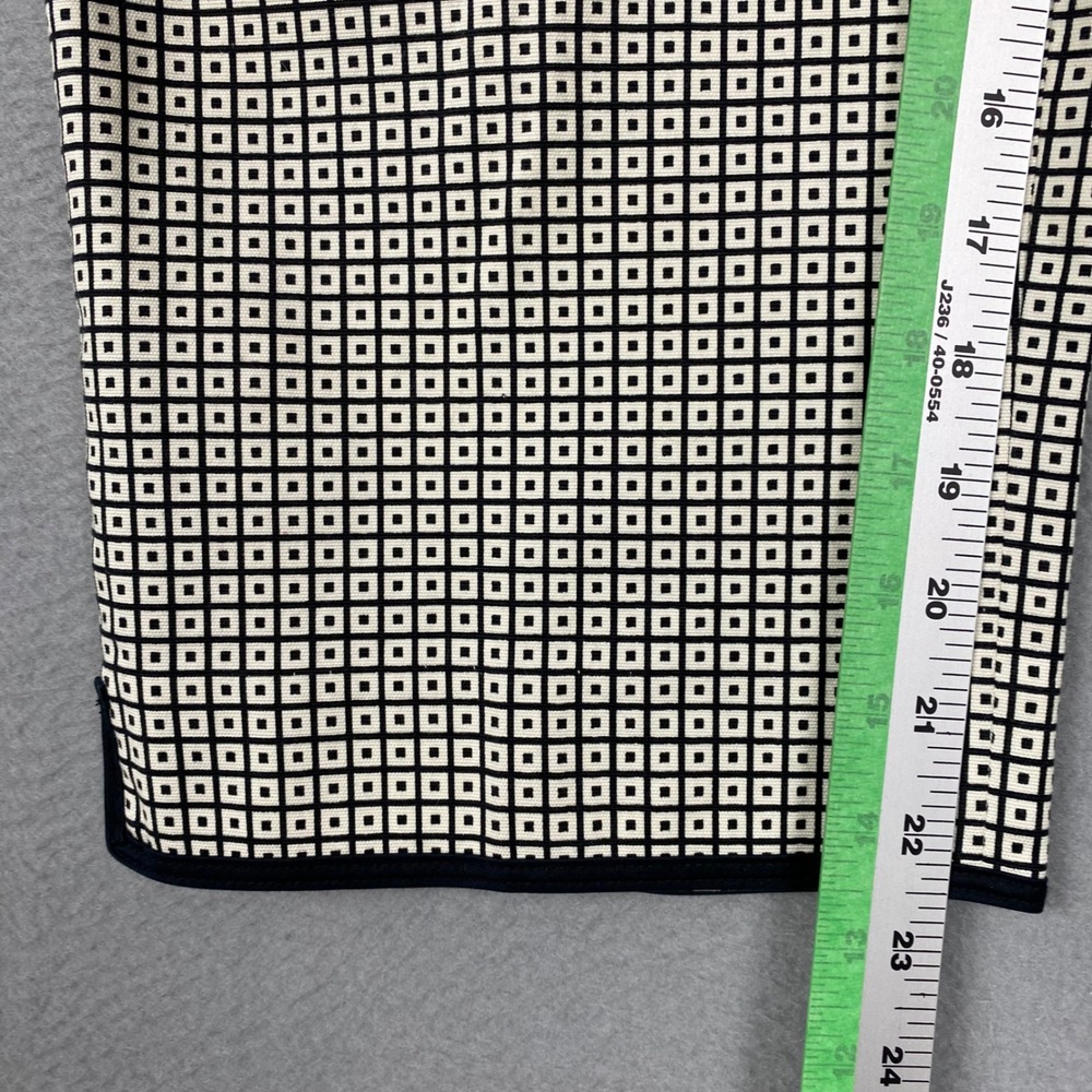 Talbots Geometric Square Print Stretch Cropped Dress Pants Womens 10 Black Ivory - Picture 9 of 11